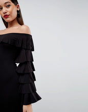 ASOS Bardot Extreme Ruffle Sleeve Bodycon Mini Dress