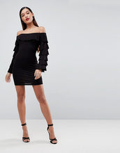 ASOS Bardot Extreme Ruffle Sleeve Bodycon Mini Dress